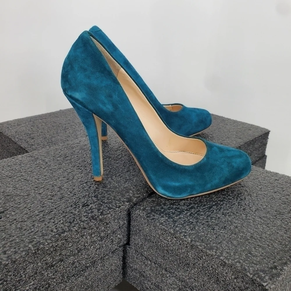Audrey Brooke Abbracelet Suede Heels Women 6M Shoes Turquoise Blue